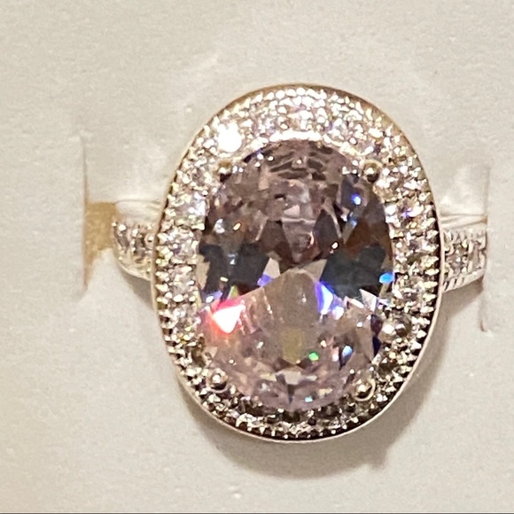 silver toned oval stone ring - Picture 2 of 4